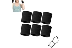 XIWUPO Schweißbänder, Schweißband Handgelenk, Schweissband Handgelenk Damen, Schweissband Handgelenk Herren, Schweißband, Für Tennis, Gymnastik, Fußball, Basketball Sports (Schwarz6 Stück)