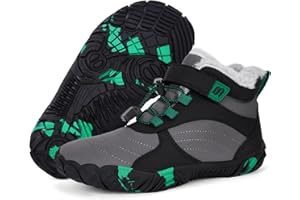 BibYuga Barfußschuhe Winter Kinder Winterschuhe Mädchen Jungen, Barfussschuhe Kinder Winter mit Warm Gefüttert, Wasserabweisend Winterstiefel Outdoor Rutschfest Traillaufschuhe