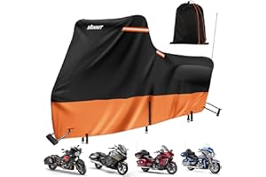 SRIMMIT Pokrowiec na motocykl, wodoodporny, na zewnątrz, duży pokrowiec na motocykl 420D z bocznym pudełkiem, pasuje do modeli turystycznych Road King Special, Street Glide, Road Glide, Heritage Classic (274