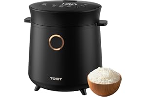 ‎TOKIT TOKIT 1,5L Reiskocher Klein für 1-2 Personen, Multikocher Mini Reiskocher mit Antihaftbeschichtetem Aus Edelstahl, 24-Stunden-Timerund Warmhalten, tragbar, 9 Funktionen für Braunen Reis, Dampf, Suppe