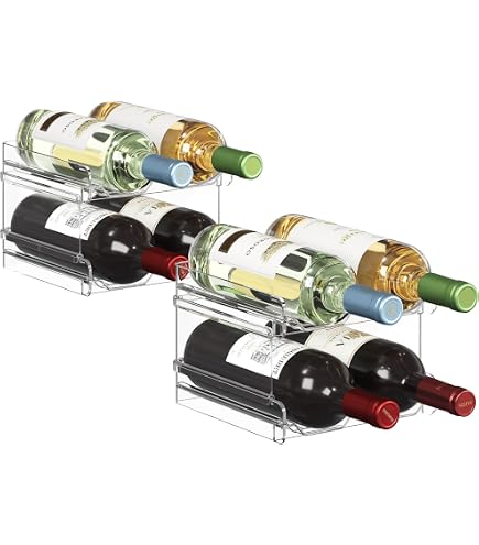 HOGARSWE Organizer per bottiglie d'acqua, supporto per l'organizzazione della cucina, frigorifero, dispensa, armadio, piano di lavoro, armadio, mensola in plastica per vino, bevande, 2 strati, ogni