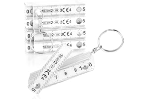 com-four® 5x Mini regla plegable como llavero de plástico, regla plegable de 50 cm con 10 enlaces, métrica en blanco (05 piezas - 50cm blanco)