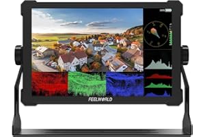 ‎FEELWORLD FEELWORLD T10 10.1 Zoll Kamera Field Monitor Touchscreen, 4K HDMI Camera Monitor mit Vollaluminium Gehäuse 4K 60HZ 1920x1200 3DLUT HDR Wellenform NP-F970 externer Einbau