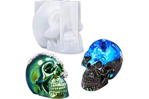 LET'S RESIN Moule en silicone pour loisirs créatifs de résine époxy, forme de tête de mort 3D, pour loisirs créatifs, confection de bougies, décoration d'intérieur et extérieur, grande taille