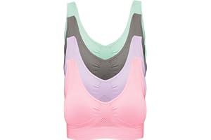 PRETTY SEAMLESS Soutien-Gorge sans Armatures : Soutien-Gorge de Sport sans Couture en Lot de 4 - Largeur de Bretelles agréable et Ajustement Confortable - pour Le Sport, Les Loisirs et Le Travail