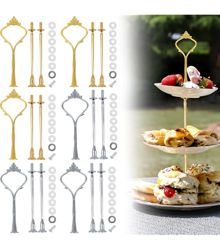 Set 5 Aste Metalliche Per Alzata Torta Nuziale - Bianco - Con Viti E Cuscinetti In Schiuma - Altezza 32 Cm