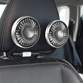 STHIRA® Fan for Car Back Seat Car USB Fan with Dual Head 3-Speed Adjustable Cooling Air with 360° Rotation Independent Switch USB for Compact Design For Auto Headrest,Ideal Cars/SUVs | Dual-Head Car Cooling Fan with Adjustable Speeds and Flexible Rotation