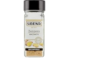 UBENA, Zenzero Macinato, Piacevolmente Piccante, Ideale per insaporire Insalate, Infusi, Salse e Piatti Esotici, Formato Vasetto da 25 gr