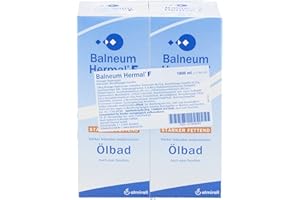 ENLIK Balneum Hermal F, flüssiger Badezusatz, stark fettendes medizinisches Ölbad, unterstützend bei Hauterkrankungen mit sehr trockener, juckender Haut, mit Erdnussöl, auch für Babys und Kinder, 2x500 ml