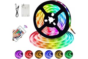 ARTRASTAR Striscia LED 2M RGB con adesivo, alimentata a batteria/USB, LED 5050, telecomando dimmerabile, 16 colori. Ideale per retroilluminazione TV, illuminazione d'ambiente, feste, bar, salotti e PC.