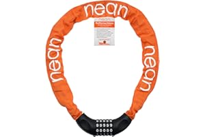 nean Zapięcie rowerowe z cyframi i wysokim stopniem bezpieczeństwa, zamek łańcuchowy, zamek szyfrowy z kodem, ogniwa z hartowanej stali, czarny, 6 mm x 900 mm (Pomarańczowy)