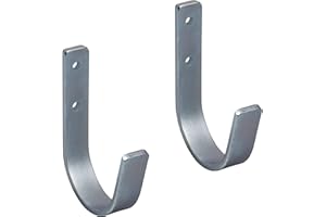 Gedotec Crochet Hameçon Polyvalents | Patère Murale à Vis en Acier Fixable Sur Mur | Organisation Interne et Externe pour Chaise Pliante, Echelle, Bicyclette, Outils | 70 x 110 mm | 2 pièces