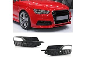 GSRECY Left Right Fog Light Lower Bumper Grill Grille Cover For A3 S3 S-Line 2013-2016 (Black)