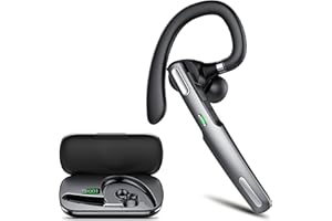 HENDARI Bluetooth Headset V5.3 with LED Charging Case, Noise Cancelling Wireless Bluetooth, Handsfree Headset for Driving