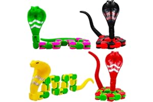 Cuackamily 4 Stücke 18 Links Wacky Tracks, Wacky Tracks Snap and Click Schlange Anti-Stress Ketten Fidget Sensorische Spielzeug, Mitgebsel Kindergeburtstag Geschenke für Kinder (Zufällige Farbe)