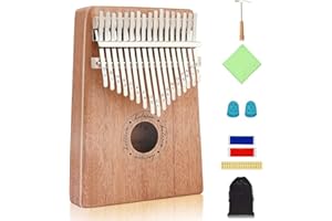 HELESIN Kalimba 17 clés, piano à pouce Kalimba Thumb Piano Doigt Guide solide et marteau d'accordage Marímbula Mbira en bois naturel Marimba (acajou)