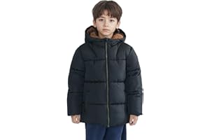 Sunny Sprout Manteau garçon hiver - Doudoune épaisse avec capuche polaire et manches coupe-vent