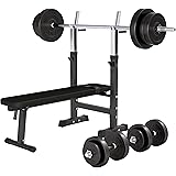 GORILLA SPORTS® Panca Pesi - con Set da 38 o 70 kg, Reclinabile, Pieghevole, Altezza Regolabile, Carico Max. 200 kg, con Supp