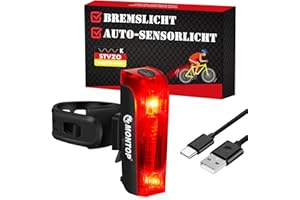 ‎MONTOP MONTOP Intelligente Fahrradlicht Set | StVZO Zugelassen Fahrradbeleuchtung mit Automatik-Modus | USB C Aufladbar Fahrradlichter Vorne und Hinten mit Bremslicht und Standlicht | 2025 Neuestes Modell