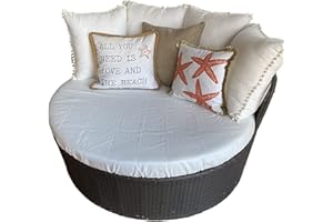 KEKAFU Sonneninsel Auflagen überzug Wasserdicht, Sonneninsel Auflagenbezug Universalgröße, Liegepolsterbezug Sonneninsel Rund, Sonneninsel Auflagen Ersatz 100% Polyeste (Ø220cm)