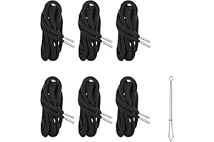 AOZUO Paquete de 6 cordones de repuesto, metal cordón de 130 cm para sudadera con capucha con enhebrador de cordón para pantalones cortos, pantalones, sudaderas, chaquetas, abrigos (negro)