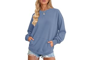 AUSELILY Damen Sweatshirt Oversized Pullover Locker Langarmshirt Rundhals Oberteile mit Taschen für Herbst Winter