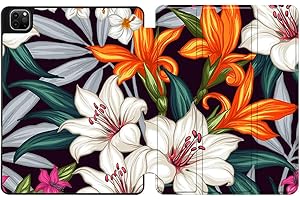 SDH Étui pour iPad Pro 12,9" 5ème génération version 2021, support pour stylet Apple iPad et chargement sans fil, coque arrière en TPU souple avec support pour tablette 2 en 1, motif feuille plante 13