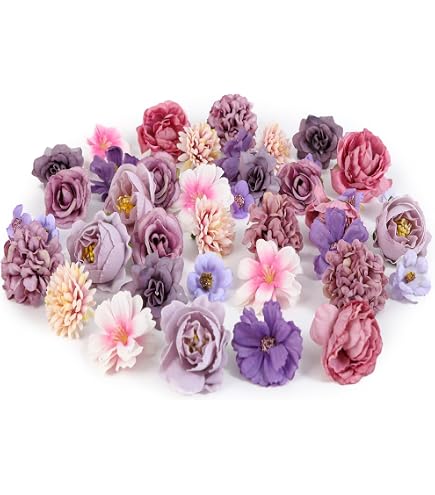 MWOOT 20 Pezzi Teste di Fiori Artificiali, Fiori Finti per Decorazioni, Mini Capolini Finti, Rose Peonia Finte per Fai da te Corona Torta Bouquet Da Sposa Matrimonio Festa Casa Giardino(Arancia