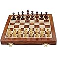 BCBESTCHESS Premium Quality, Handcrafted Magnetic Travel Foldable Chess Board Set for Kids and Adults, Secure Storage for Magnetic Pieces with Extra Queens, Brown (10 x 10 Inches) For 2 Players