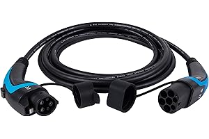 lighteu, DasVolt® EV/Cable de Carga para vehículos eléctricos e híbridos | Tipo 1 a Tipo 2 | 32 amperios (7,2 kW) / una Fase | Cable de Carga doméstico de 5m IP55