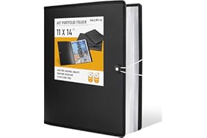 Nicpro 11x14 Art Portfolio Folder, 30 Pockets Display 60 Pages Art Painting Portfolio Binder with Clear Plastic Sleeves, Presentation Storage Book for Kids & Artists Artwork Drawing - (Black)