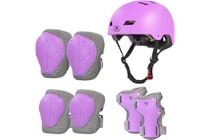 LANOVAGEAR Casco Infantil Set de Protección Casco Protección Patinaje 2-8 años Ajustable Rodilleras Coderas y Muñequeras para Patinaje Ciclismo Monopatín Skateboard