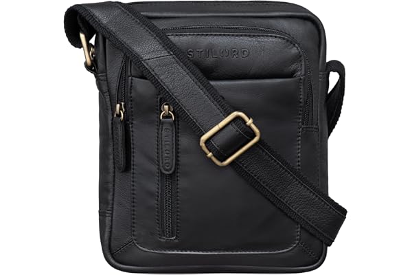 STILORD Jamie Petit Sacoche Homme Bandouliere Cuir Véritable, Compact pour Le Quotidien et Les Voyages - Sac en Cuir ou a Main pour Homme - Sac à Bandoulière pour Hommes Couleur:Zamora - Marron