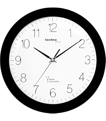 TFA Dostmann Funk-Wanduhr 31cm Schwarz - Immer Pünktlich Mit DCF Signal | Moderne Wanduhr Für Küche & Büro