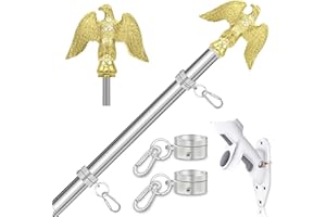 NQ Fahnenmast Stabil mit Adler 1.5M (5FT), Fahnenmast aus Edelstahl mit Fahnenhalter für zu Haus Garten, Fahnenmast mit Wandhalterung, Fahnenstange Hauswand, Flag Pole (Silber)