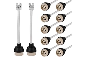 Nizirioo GU10 Bases para Lámparas: 0.75mm²*15CM/110MM Cable GU10 Conector Base de Cerámica, Portalámparas Zócalo de Cerámica con Cable de Silicona de Calidad Para LED GU10 y Bombilla Halógena