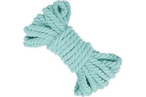 LEREATI Cuerda Macrame 8mm x 10m Hilo Macrame Cuerda de Algodon Natural Cuerda Gruesa, Algodó Cordel Cordón para DIY Manualidades, Colgador de Planta, Jardinería, Cortina Decoración (Verde Menta)