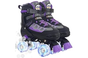 Nattork Roller Skates for Kids Boys Girls, 4 Size Adjustable Rollerskates with Light Up Wheels for Children Beginners for Outdoor Indoor
