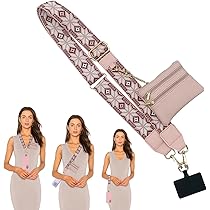 Weenwill Sangle de Téléphone avec Pochette à Fermeture Éclair Lanière de Téléphone Portable 2 en 1 Détachable Bandouliere Portefeuille Clip and Go Strap pour Sport,Shopping,Activités Quotidiennes