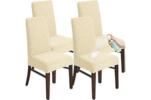 KELUINA Set di 4 coprisedie elasticizzati per sala da pranzo, in jacquard elasticizzato, rimovibili, lavabili, impermeabili