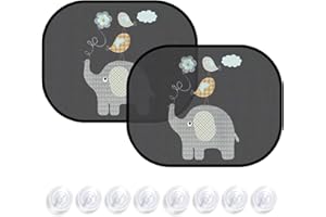 CARPLUSSTUDIO Car Window Shades for Baby – UV Protection Sun Visor, Set of 2 Foldable Sun Shade, Cute Animal Design, 44 × 36 cm Car Window Shade, Heat & Glare Protection, Easy Suction Cup Installation