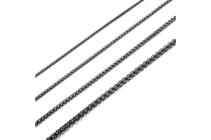 AFSTALR Cadena Acero Inoxidable Hombre Plata/Dorado/Negro Collar Veneciana de Eslabones Cuadrados 2/2.5/3/4mm Ancho Box Chain Punk Caja Cadenas 45/50/55/60/70CM