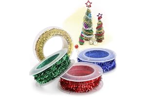 4 Piezas Espumillon Arbol Navidad, PARFCO Guirnaldas de Navidad, 1,5m Guirnalda Navidad para Decoración del Hogar, Boda, Fiesta, Mesa y Árbol de Navidad