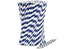 LIVES ON GREEN Cannucce monouso in carta a righe bianche e blu, 1000 pezzi, 19,7 cm, diametro 0,6 cm - 100% biodegradabili