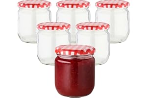 Devitre 6er Set Marmeladengläser 425 ml Einmachgläser mit Etiketten und Deckel