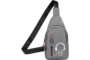 WFFEILA Sacoche Homme Bandouliere, Sac de Poitrine Homme, Sac à bandoulière Nylon pour Homme Avec Bandoulière Réglable, Fermeture éclair Avec Trou pour écouteurs pour Voyage, Randonnée, Sport