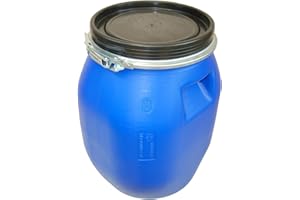 PGONA Siepe Deckelfass 30 Liter Behälter Tonne Fass Spannverschluss, HDPE, Rund, Blau