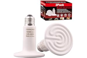 Dernord Bombilla de calor para reptiles, 150 W, 2 unidades, E27, para reptiles, tortuga, vivarium, emisor de calor de cerámica, para terrario, lagarto, dragón, barbudo, serpiente, 220 V, color blanco