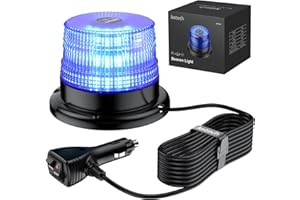Justech Lampeggiante LED Stroboscopico d'Emergenza Ambra - 40 LED, Base Magnetica, Spina Accendisigari 12/24V, Super Luminoso per Camion, Veicolo, Elevatore - Blu