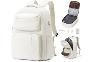 BERGSALZ Zaino Sottovuoto Viaggio Con Pompa, Zaino Ryanair Easyjet 45x36x20 Con Sottovuoto Incorporato, Zaino Da Viaggio Grande Da Donna Uomo Aereo Bagaglio a Mano Beige